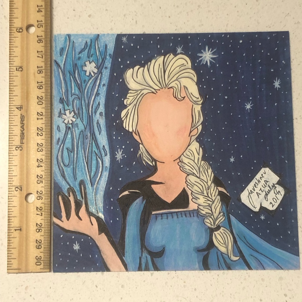 Silhouette Disney Elsa Frozen Collection 6” x 6” Handmade Original Art